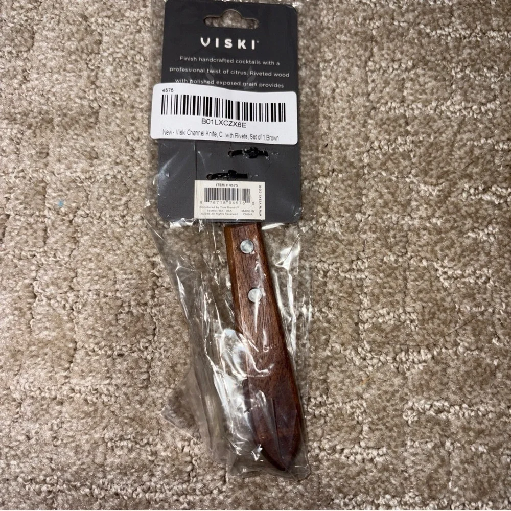 Viski Channel Knife, Citrus Zester and Orange Peeler Tool, Walnut Wood